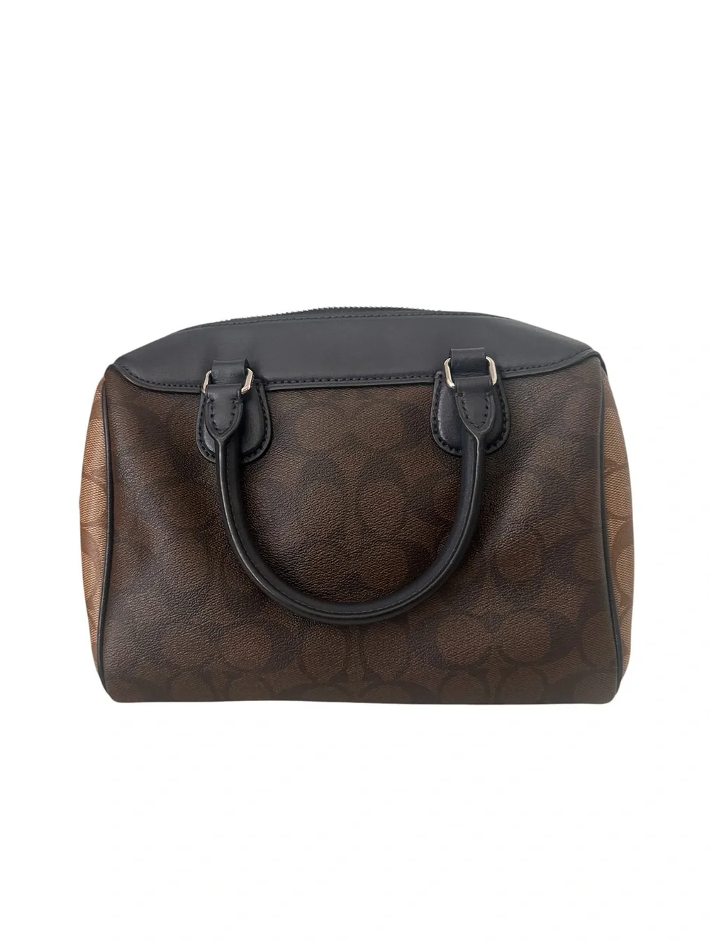 Coach Brown Signature Satchel with Black Handles
